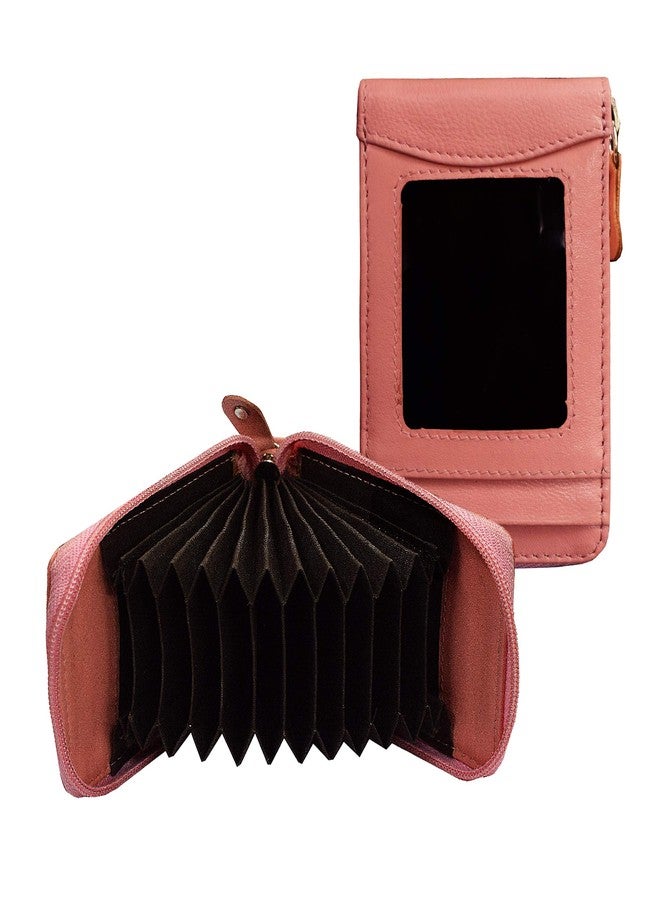 ABYS Genuine Leather Pink Wallet||Card Case||ID Case for Men & Women - Image 1