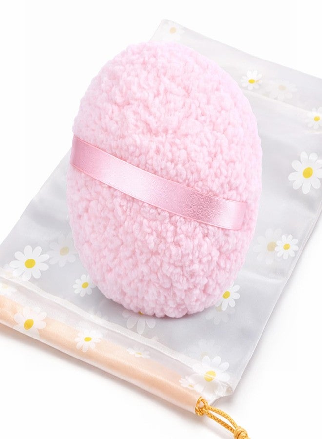 Bruislard Large Big Puff Body Puff with Cute Bags 6 Inch Soft Dusting Body Pink - Image 1