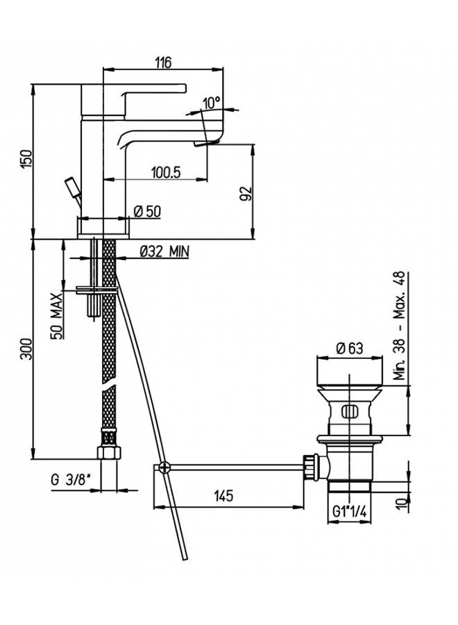 ديورافيت خلاط حوض اكوا AQ10100 - Image 2