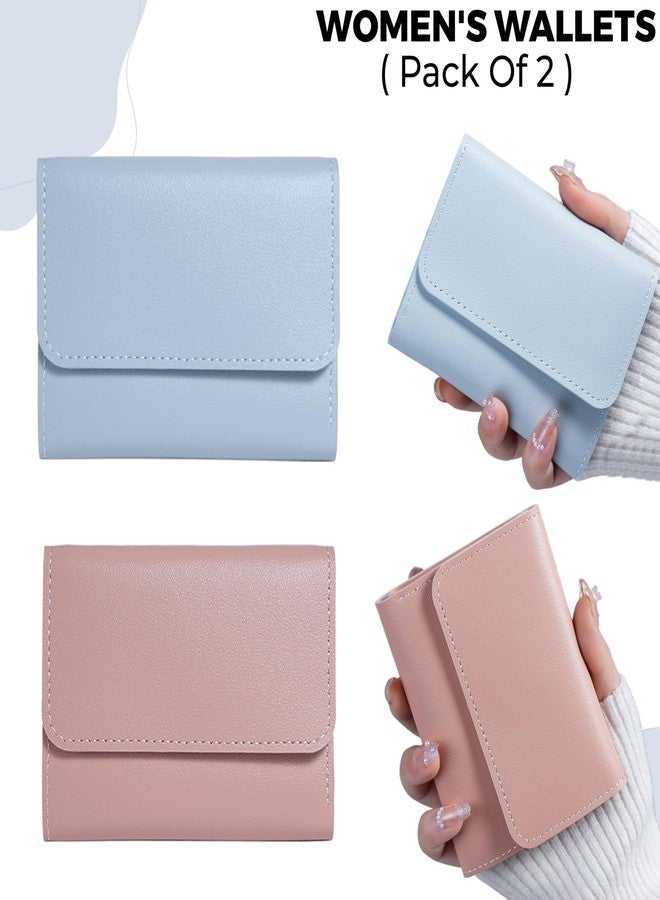 Kraptick Women s Wallet Stylish Compact Purse Clutch with Card & Coin Holder Debit Card Organizer, Travel Wallet & Money Organizer for Women with 7 Card Slots (Light Blue & Pink) (Combo of 2) - Image 2
