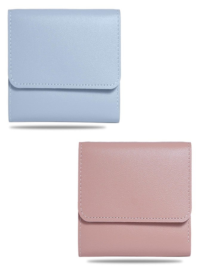 Kraptick Women s Wallet Stylish Compact Purse Clutch with Card & Coin Holder Debit Card Organizer, Travel Wallet & Money Organizer for Women with 7 Card Slots (Light Blue & Pink) (Combo of 2) - Image 1