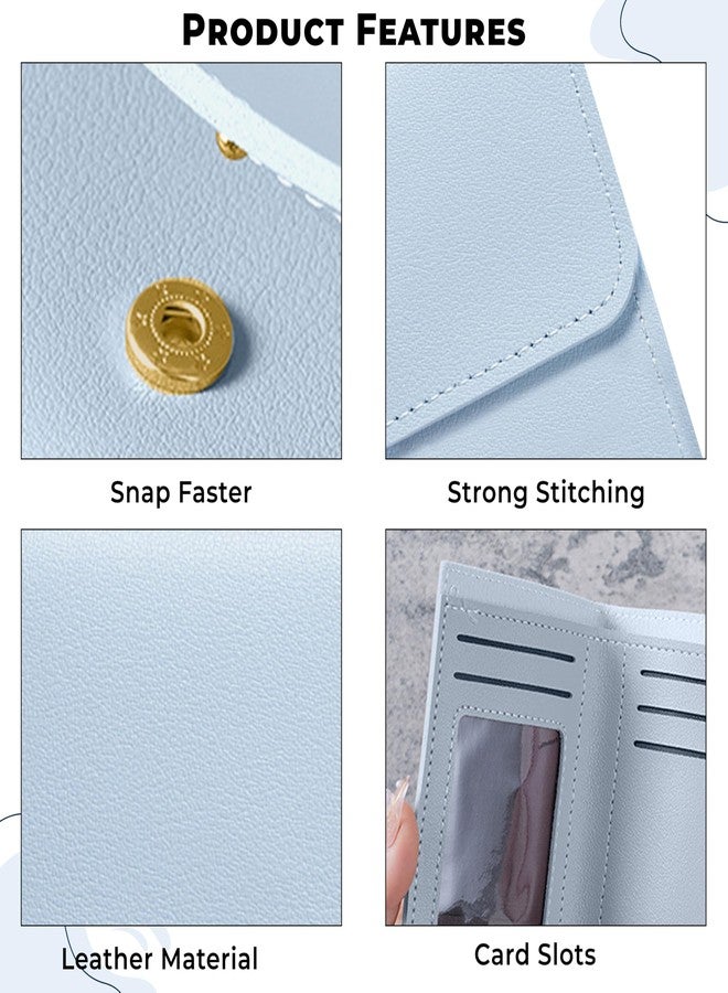 Kraptick Women s Wallet Stylish Compact Purse Clutch with Card & Coin Holder Debit Card Organizer, Travel Wallet & Money Organizer for Women with 7 Card Slots (Light Blue & Pink) (Combo of 2) - Image 4