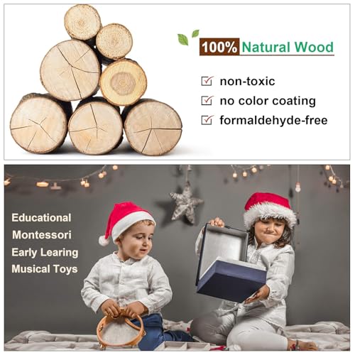 LOOIKOOS Toddler Musical Instruments Montessori Natural Wooden Percussion Instruments for Kids Preschool Educational Musical Toys Set for Boys and Girls with Storage Bag - Image 3