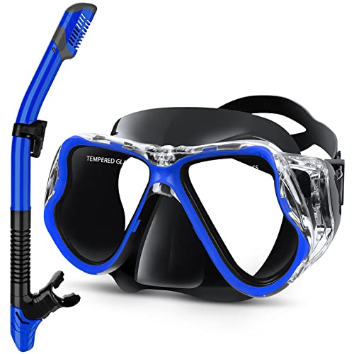 Greatever Dry Snorkel Set,Panoramic Wide View,Anti-Fog Scuba Diving Mask,Professional Snorkeling Gear for Adults - Image 1