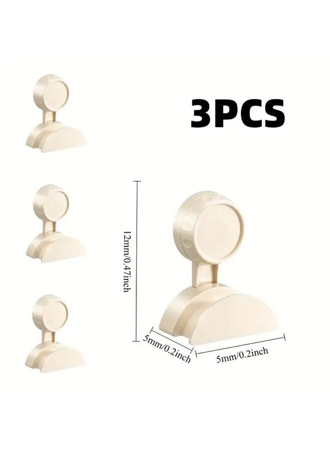 3Pcs White Wall Mounted Hooks No Installation Required Suction Cup Shelves For Room Living Room - Image 1