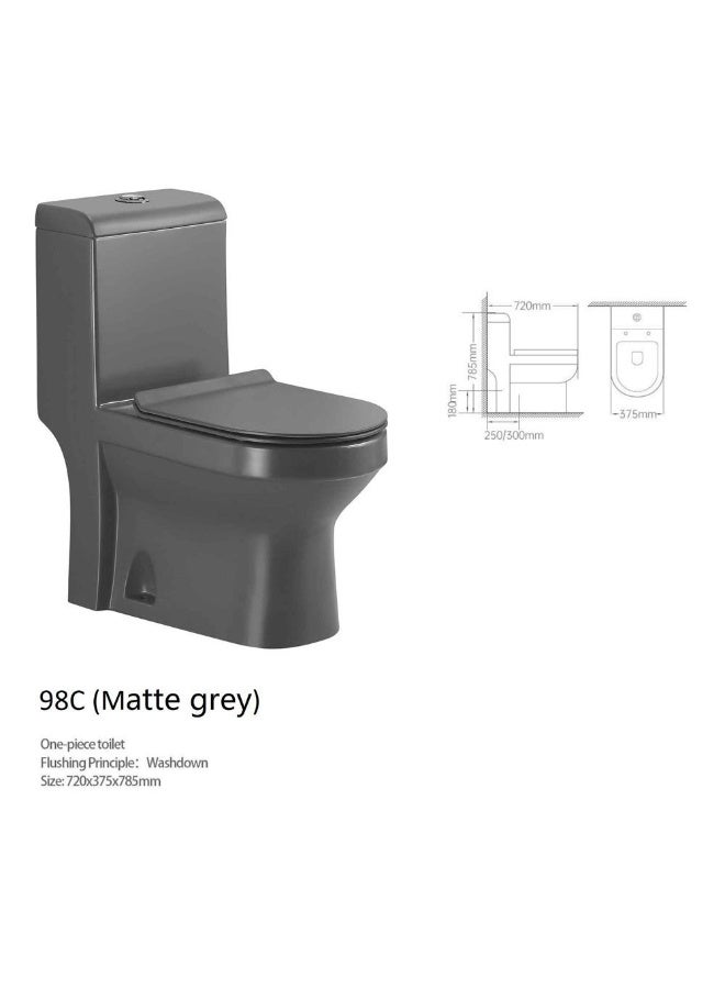 DANUBE HOME Milano One-piece WC S-Trap Matte Grey | Ceramic Water Closet S Trap | Toilet Bowl Water Closet WC Tank For Toilet Bathroom Washroom - Matt Grey - Image 1