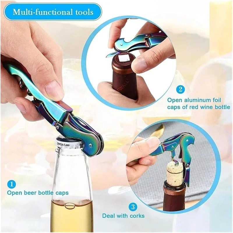 Multipurpose Seahorse Knife Stainless Steel Wine Red Bottle Opener Restaurant Beer(Multicolor 1pcs) - Image 4