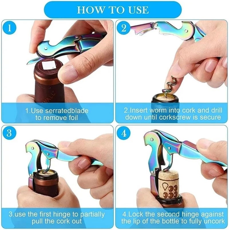 Multipurpose Seahorse Knife Stainless Steel Wine Red Bottle Opener Restaurant Beer(Multicolor 1pcs) - Image 3
