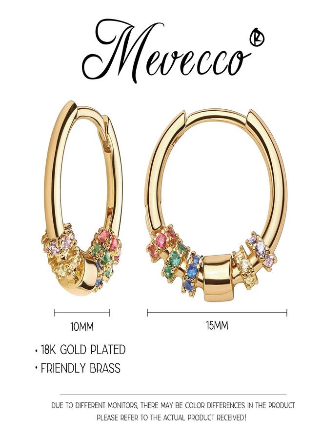 MEVECCO Gold Hoop Earrings for Women 18K Gold Plated Hoop Earrings Handmade Simple Minimalism Rainbow Cubic Zircon Hoop Hypoallergenic Earrings for Everyday Jewelry - Image 4