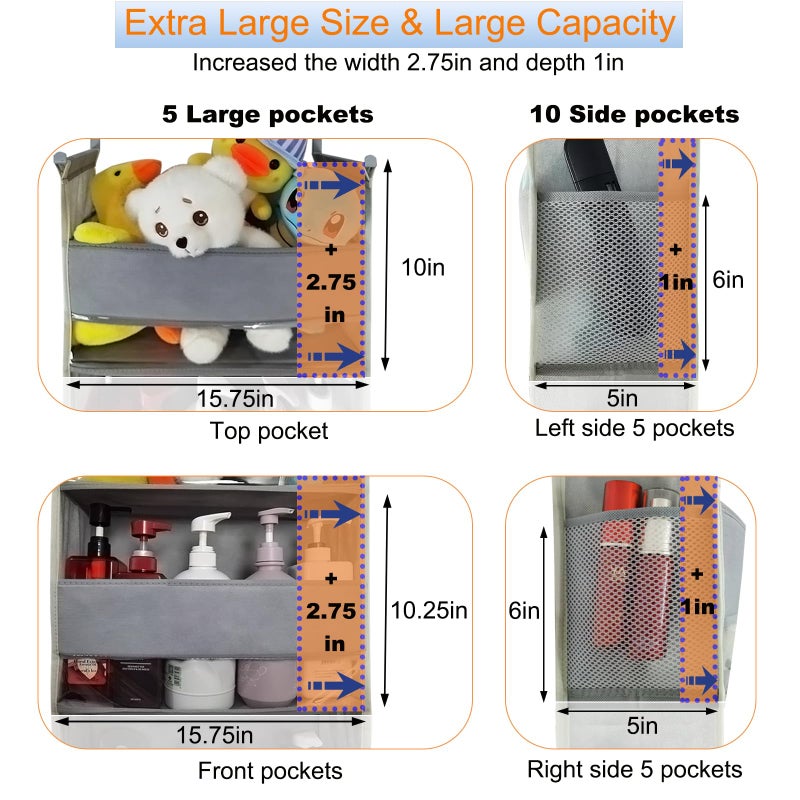 roomtalk Extra Large Over The Door Organizer Storage 6-Shelves and 12 Side Pockets, Heavy Duty Hanging Door Organizer for Closet Bathroom Bedroom Nursery Pantry, Grey - Image 5
