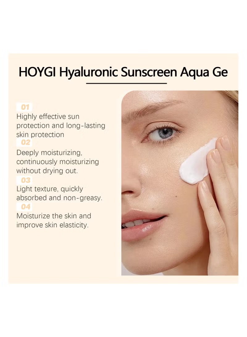 هويجي 1٪ واقي شمسي هيالورونيك أكوا هلام خفيف جداً مع SPF 50 PA +++ للطيف الواسع ، الأشعة فوق البنفسجية A ، الأشعة فوق البنفسجية B وحماية الضوء الأزرق - 50ML - Image 5