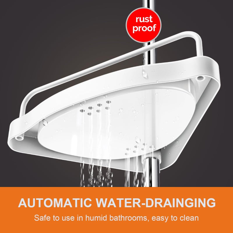 HAMITOR Corner Shower Caddy Tension Pole: Rust Proof 4Tier Shampoo Storage Organizer for Inside Shower - Telescoping Rod Shower Rack for Bathroom and Bathtub - Restroom Floor Standing Bath Rack Holder - Image 5