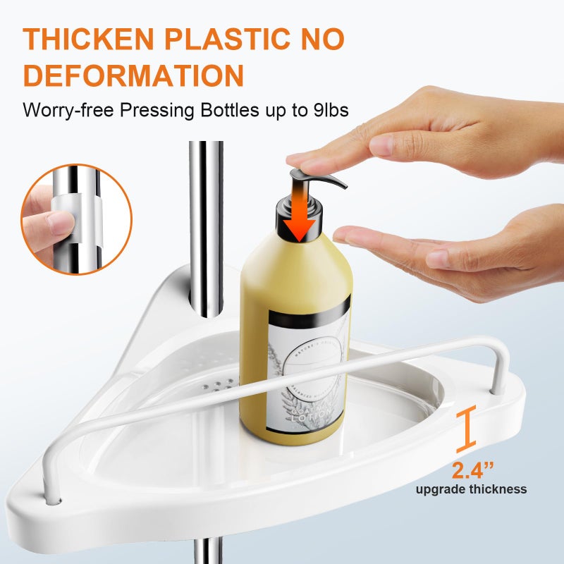 HAMITOR Corner Shower Caddy Tension Pole: Rust Proof 4Tier Shampoo Storage Organizer for Inside Shower - Telescoping Rod Shower Rack for Bathroom and Bathtub - Restroom Floor Standing Bath Rack Holder - Image 4