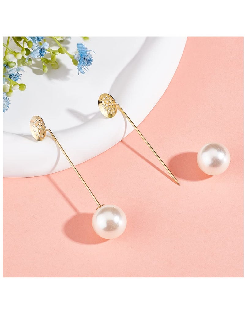 Excefore 50 مجموعة من دبابيس الياقة الذهبية، دبابيس أمان صينية مستديرة مع حبات اللؤلؤ الصناعي، دبابيس بروش نحاسية، نتائج لبدلة الرجال والنساء، ربطة عنق، قبعة، وشاح، شارة، إكسسوارات مجوهرات تنكرية DIY - Image 5