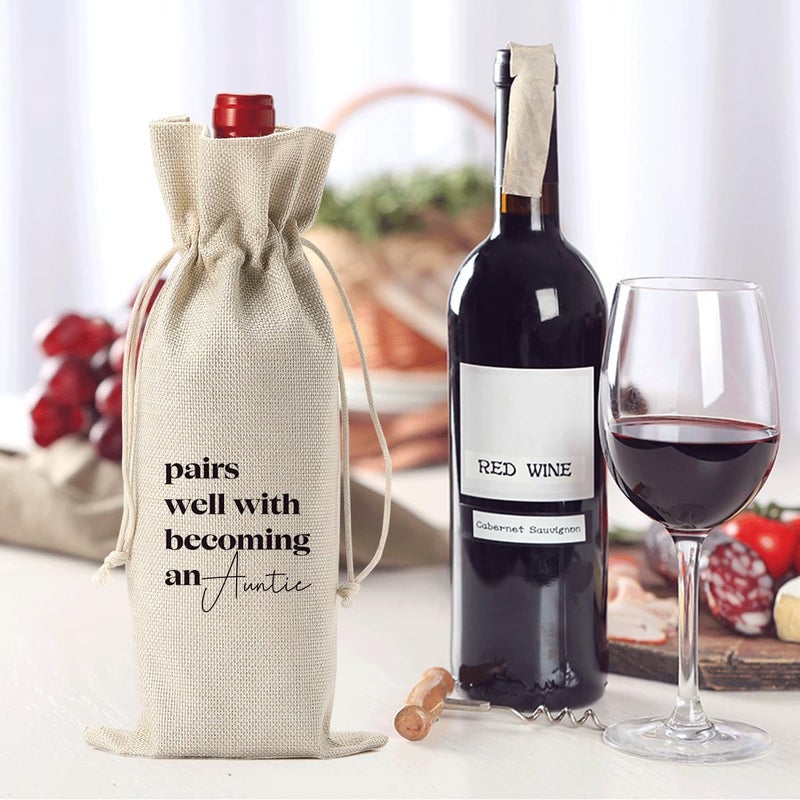 XFW Pregnancy Announcement Wine Bag for Aunty Sister Baby Announcements Reveal Gifts for New Aunt First Time Auntie to Be Pairs Well With Becoming an Aunt Wine Bag - Image 2