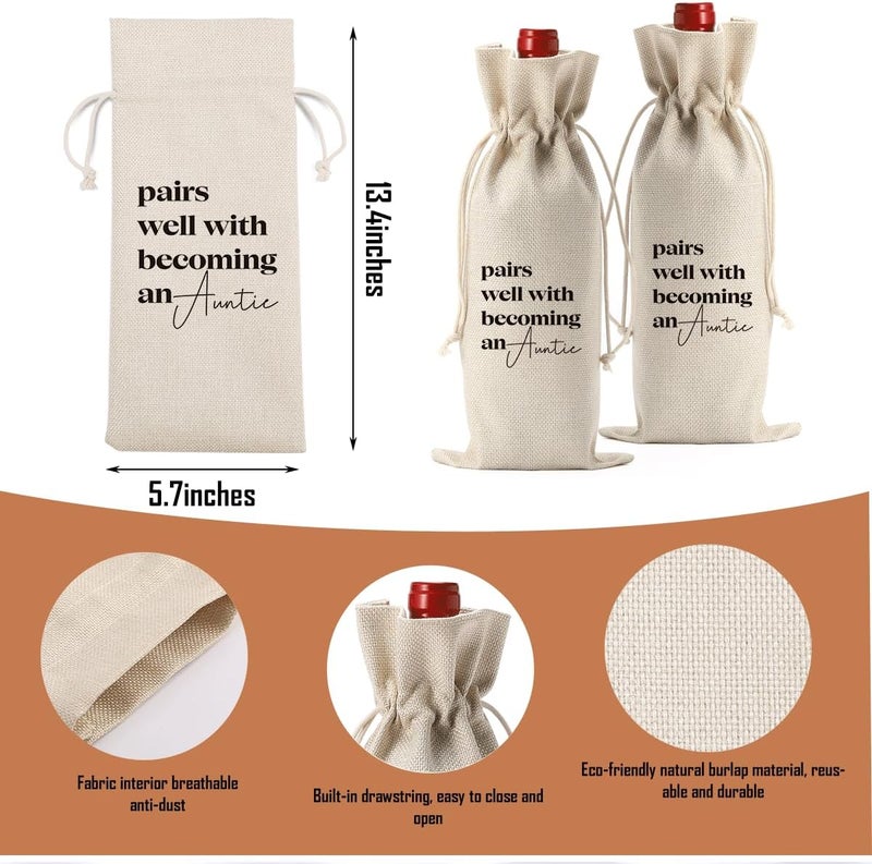 XFW Pregnancy Announcement Wine Bag for Aunty Sister Baby Announcements Reveal Gifts for New Aunt First Time Auntie to Be Pairs Well With Becoming an Aunt Wine Bag - Image 1