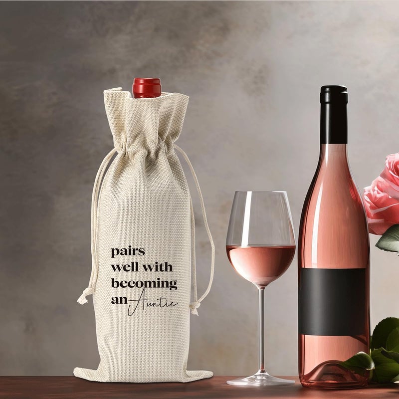 XFW Pregnancy Announcement Wine Bag for Aunty Sister Baby Announcements Reveal Gifts for New Aunt First Time Auntie to Be Pairs Well With Becoming an Aunt Wine Bag - Image 5