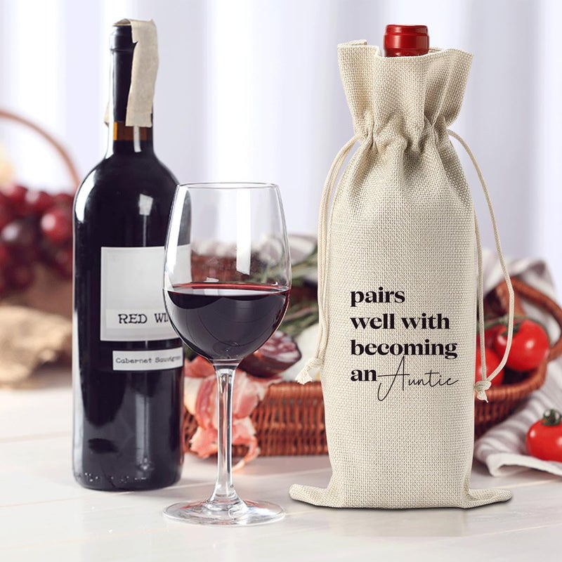 XFW Pregnancy Announcement Wine Bag for Aunty Sister Baby Announcements Reveal Gifts for New Aunt First Time Auntie to Be Pairs Well With Becoming an Aunt Wine Bag - Image 4