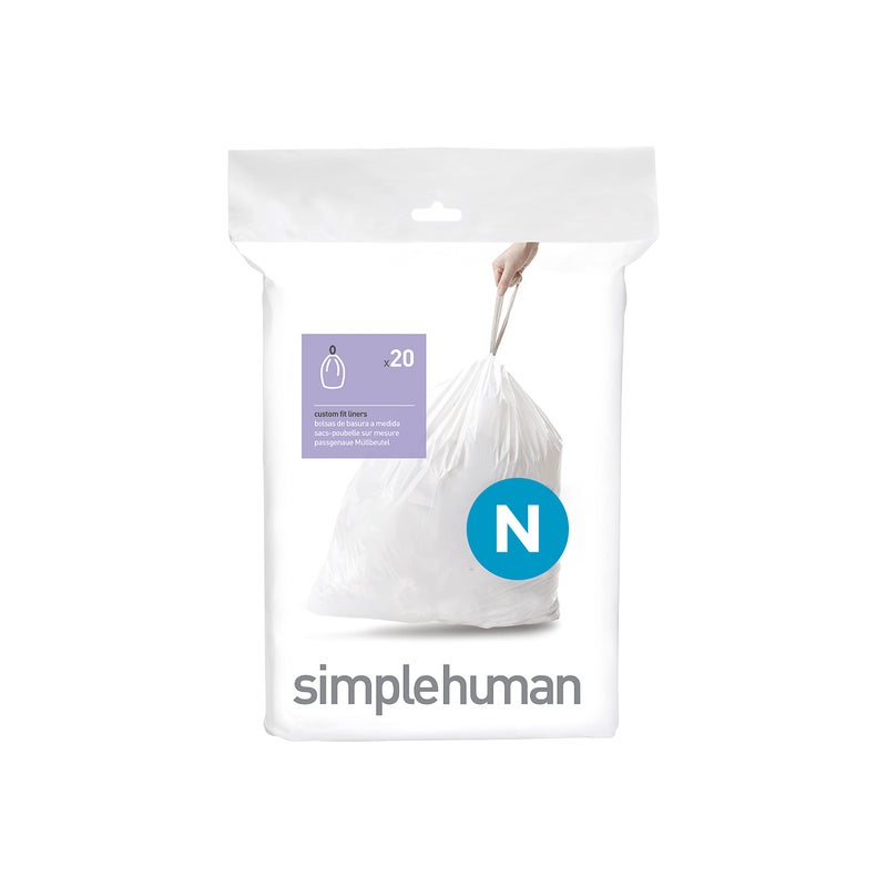 أكياس القمامة بسحاب مخصصة من simplehuman في عبوات موزعة 20 عد 4550 لتر 1213 جالون أبيض
