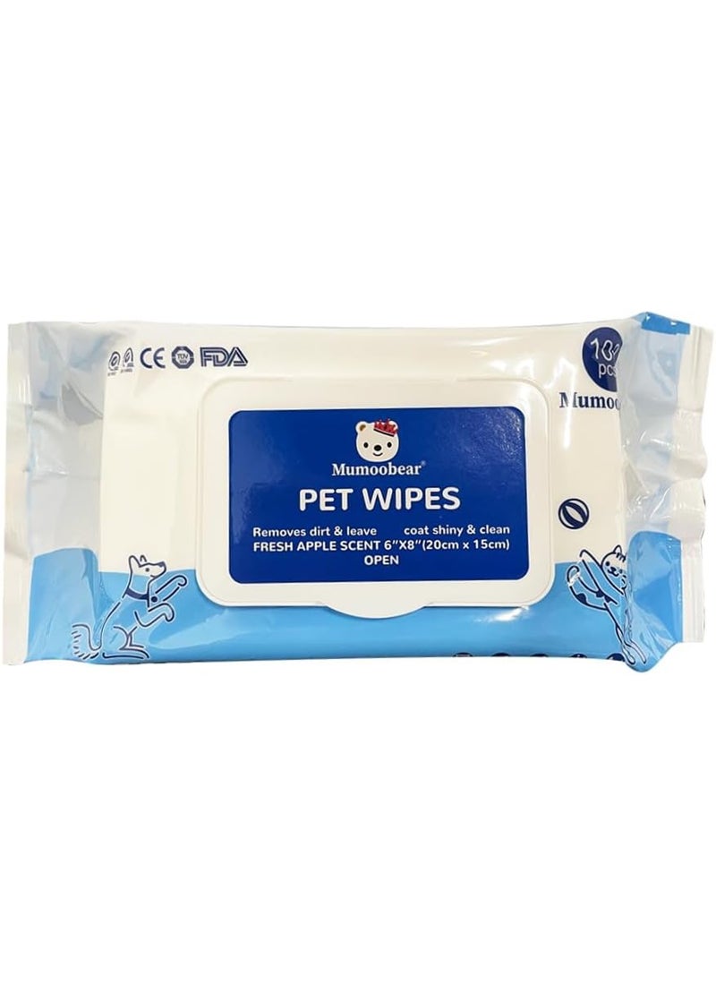 Coodipet 100Pcs/1Pack Dog Wipes Pet Wipes Cat Grooming Supplies for Paws, Butt, Ear, Skin, Eye, Body Cleaning Bath Stain Odor Remover, Home or Travel Use(Unscented) - Image 1