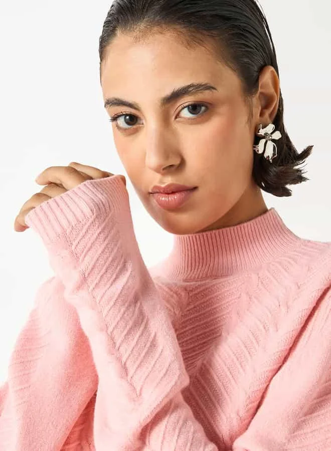 2Xtremz 2Xtremz Textured High Neck Sweater with Long Sleeves