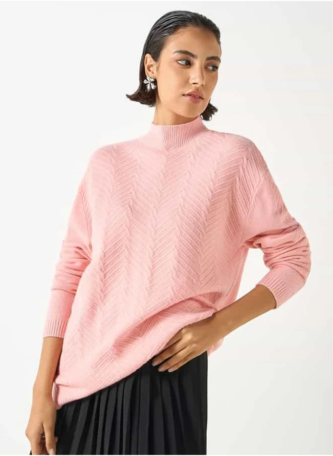 2Xtremz 2Xtremz Textured High Neck Sweater with Long Sleeves