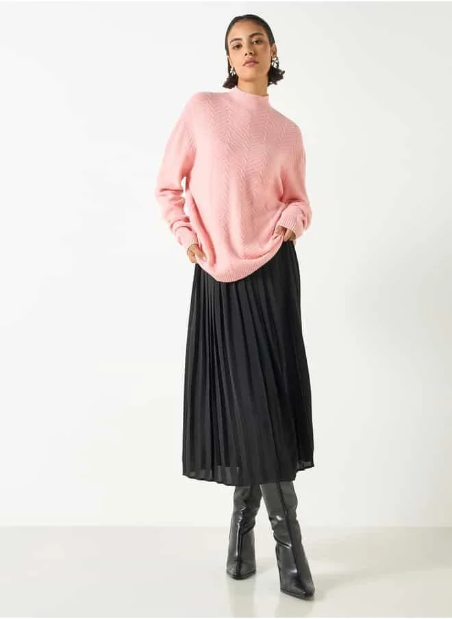 2Xtremz 2Xtremz Textured High Neck Sweater with Long Sleeves