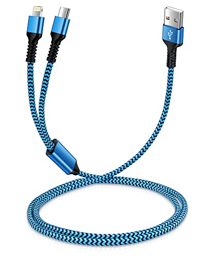Haoano for Apple Lightning & USB-c 2-in-1 Charging Cable (4 Feet), USB to Lightning & USB to USB-c Long Fast Charger Cord for iPhone 17 Air 16e 16 15 Pro Max 14 Plus 13 12 11 mini, Samsung Galaxy, Pixel - Image 1
