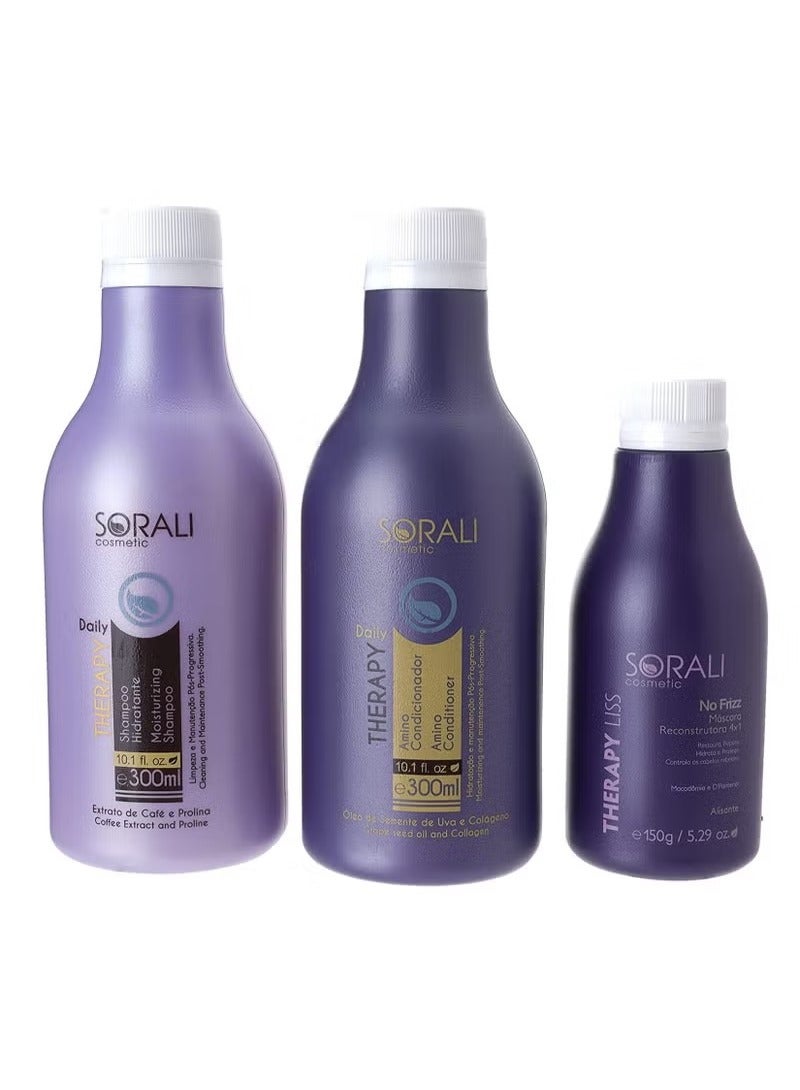 سورالي طقم تمليس وتنعيم الشعر الثلاثي مكون من معالج بروتين 150مل + شامبو 300مل + بلسم 300مل - Image 1