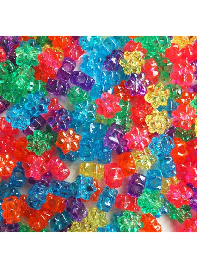 BeadExplosion Flower Beads Jewel Rainbow Colors Large Hole Pony Beads Multi Mix Made in USA - Image 2