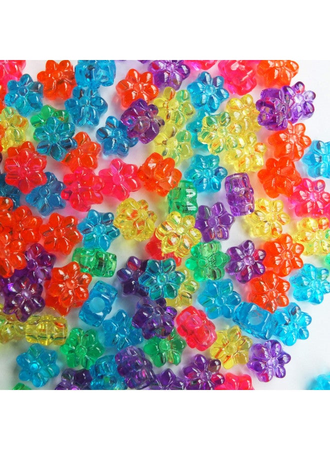 BeadExplosion Flower Beads Jewel Rainbow Colors Large Hole Pony Beads Multi Mix Made in USA - Image 1