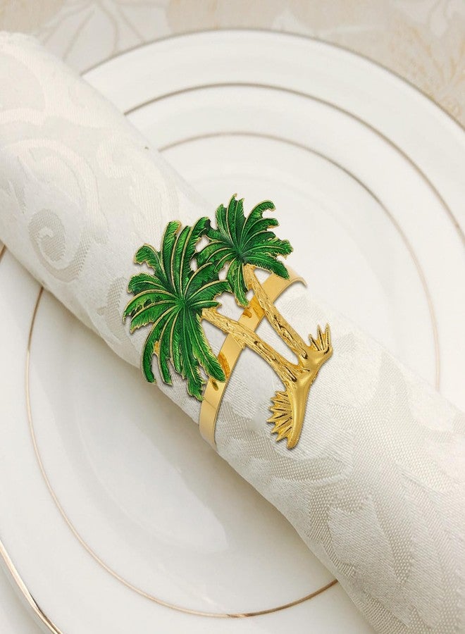 PRETYZOOM 4Pcs Tropical Hawaiian Napkin Rings Plam Napkin Rings Summer Napkin Buckles Tropical Luau Party Table Decorations - Image 2
