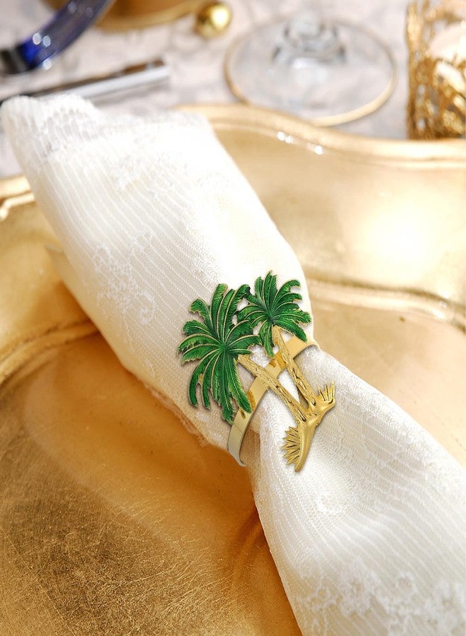 PRETYZOOM 4Pcs Tropical Hawaiian Napkin Rings Plam Napkin Rings Summer Napkin Buckles Tropical Luau Party Table Decorations - Image 3