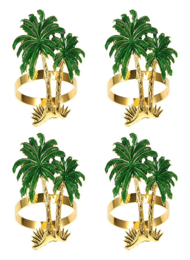 PRETYZOOM 4Pcs Tropical Hawaiian Napkin Rings Plam Napkin Rings Summer Napkin Buckles Tropical Luau Party Table Decorations - Image 1