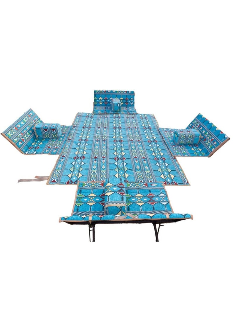 كادي ون بساط رحلات أرضي مكون من 5 قطع 200*300 سم، سجادة تخييم ل 9 اشخاص مبطن من 4 كراسي أرضية و مدة ، مجلس رحلات قماش تركي قابل للطي سماكة عالية مريح للجلوس مثالي للصحراء و البر - Image 1