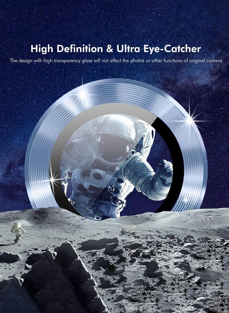 Wtech Apple iPhone 17 5G 2025 Premium Alloy Ring Camera Lens Tempered Glass Protector Shield (MLGICR) - Clear/Light Blue - Image 3