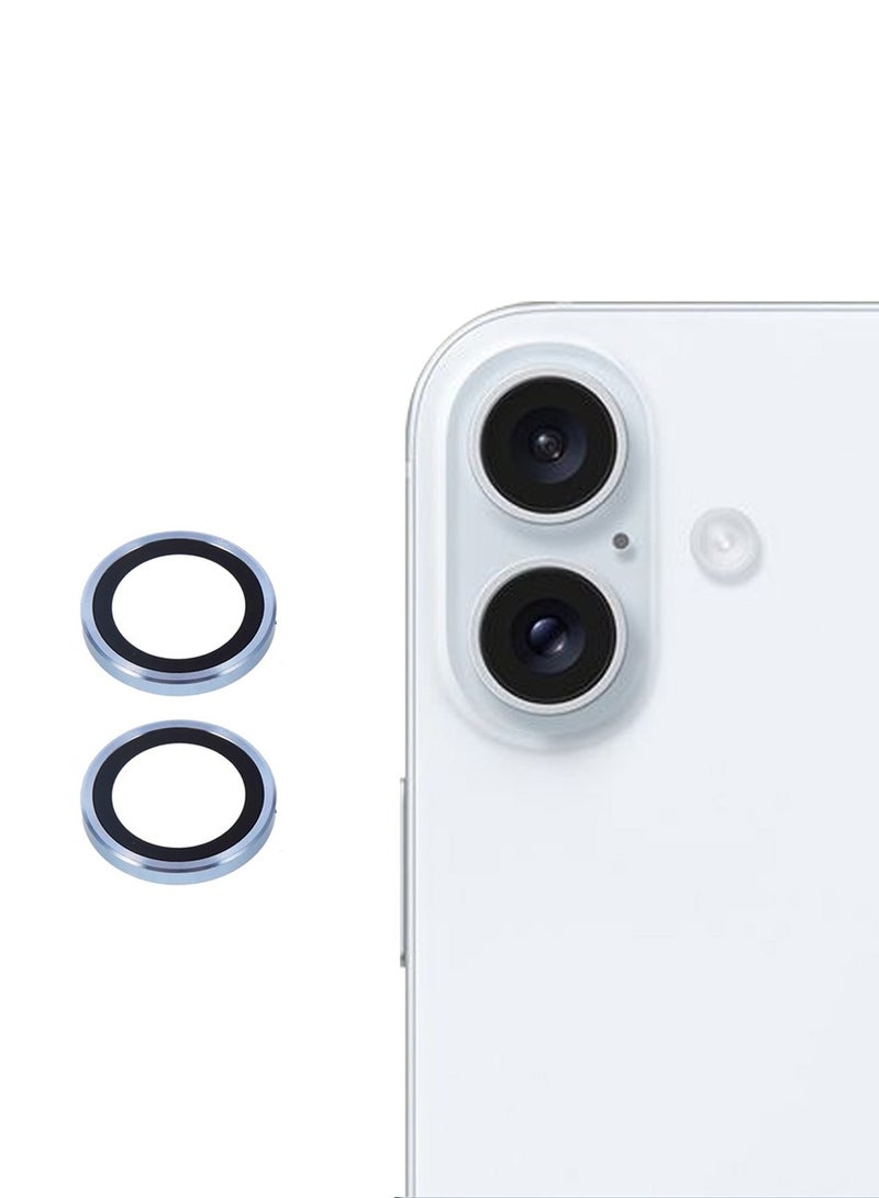 Wtech Apple iPhone 17 5G 2025 Premium Alloy Ring Camera Lens Tempered Glass Protector Shield (MLGICR) - Clear/Light Blue - Image 1