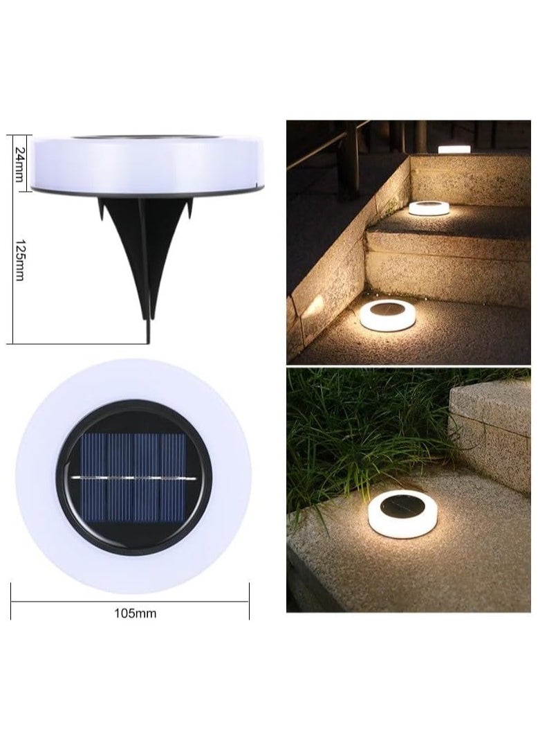 XVersion 4pcs Solar Led Lights Warm White, Waterproof Outdoor Pathway Lights Portable Outdoor Lights Warm White - Round Design  - Image 4