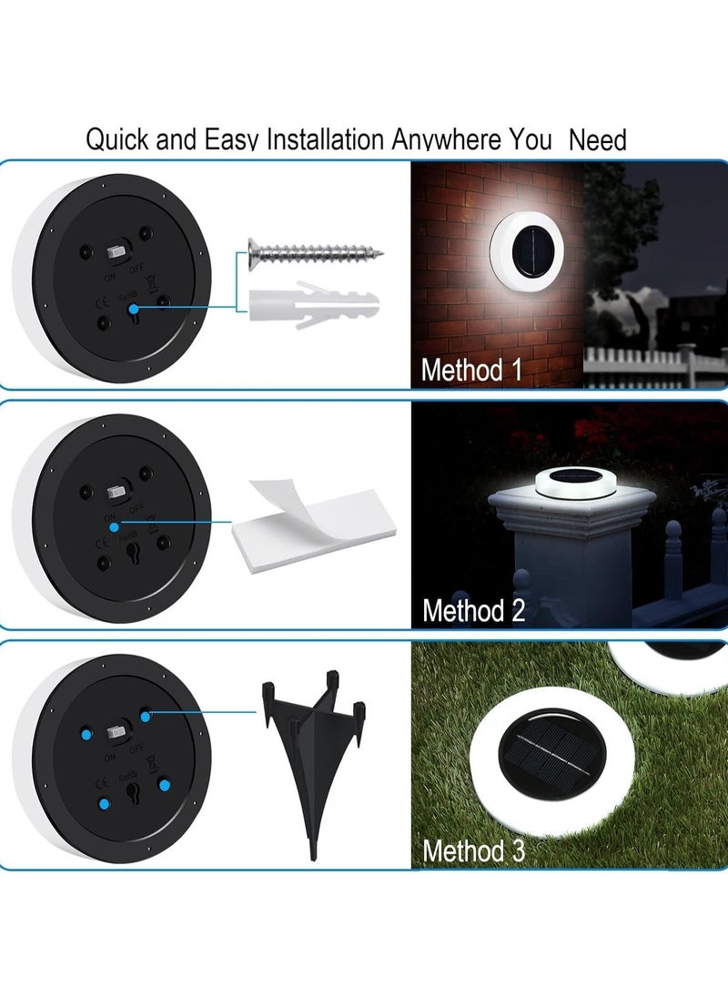 XVersion 4pcs Solar Led Lights Warm White, Waterproof Outdoor Pathway Lights Portable Outdoor Lights Warm White - Round Design  - Image 3