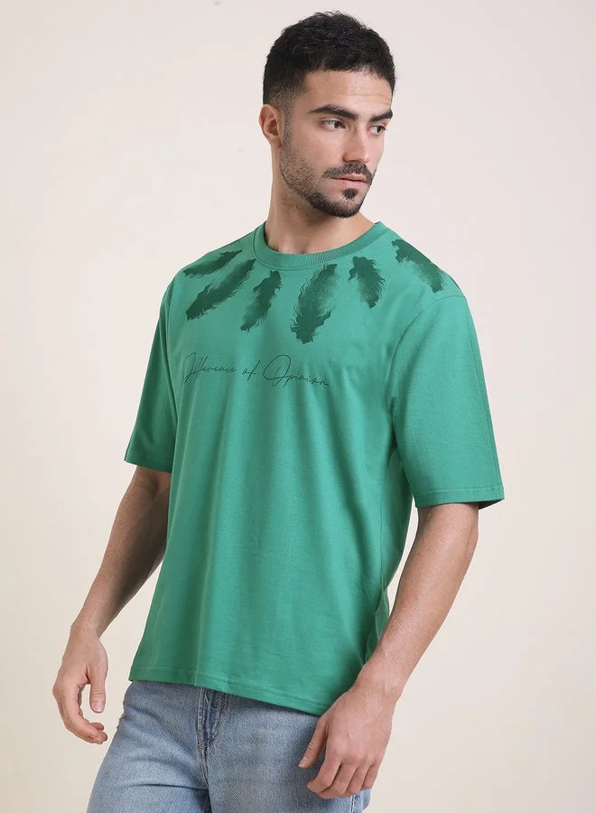 Difference of Opinion Men Oversized Crew Neck Printed T-Shirt