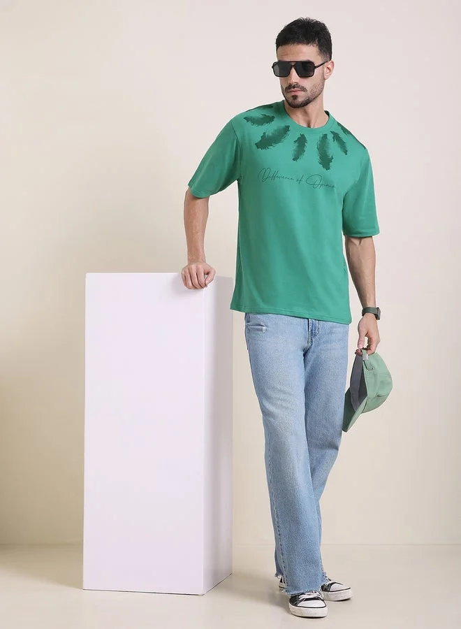 Difference of Opinion Men Oversized Crew Neck Printed T-Shirt