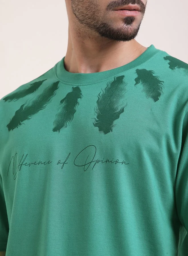 Difference of Opinion Men Oversized Crew Neck Printed T-Shirt