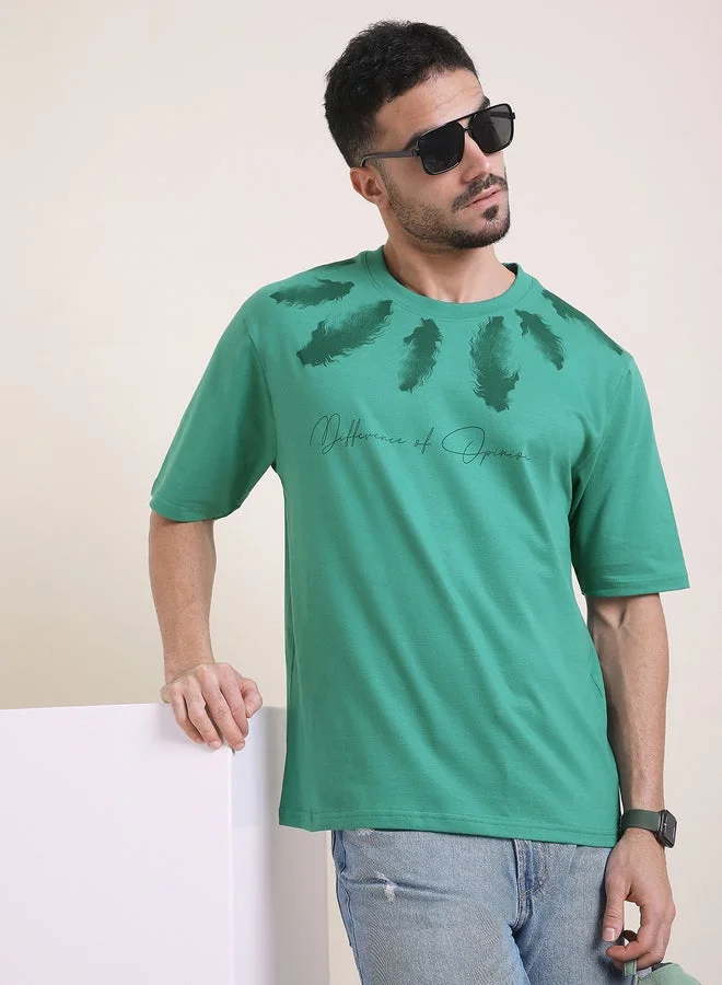 Difference of Opinion Men Oversized Crew Neck Printed T-Shirt