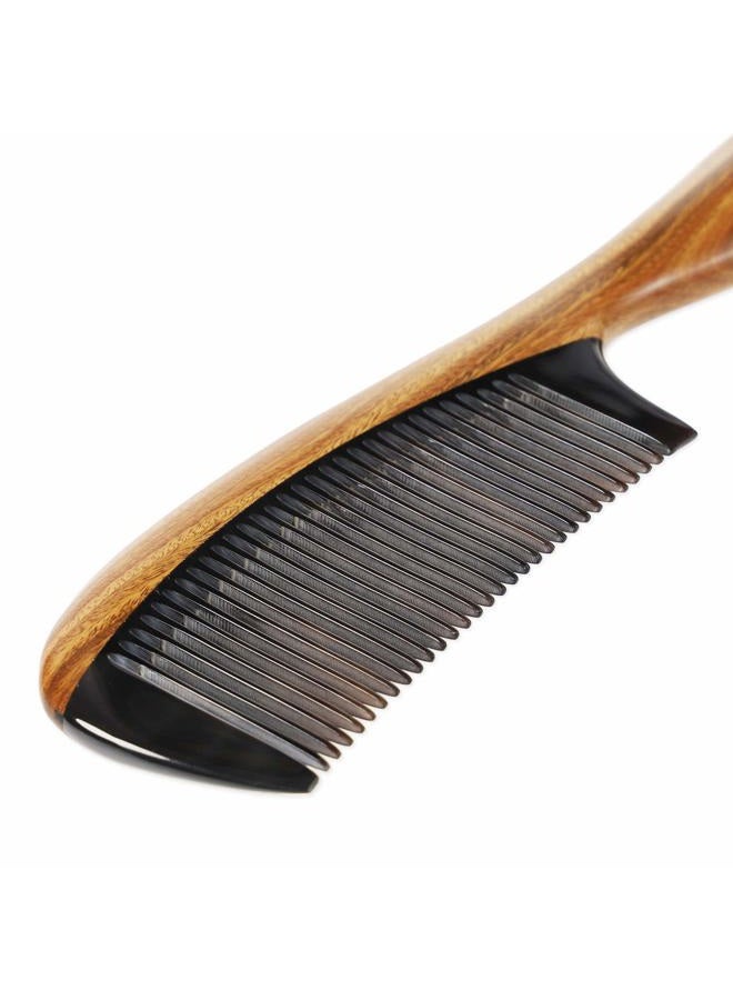 OneDor Handmade Buffalo Horn and Sandalwood Hair Combs - Anti-Static Natural Scent Wooden Detangler (Fine Tooth) - Image 2