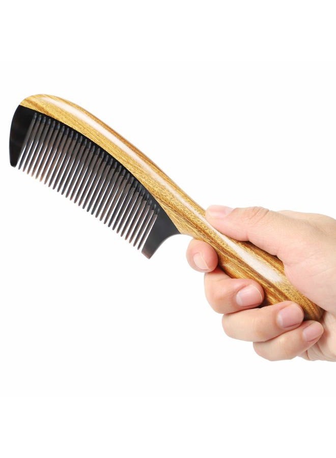 OneDor Handmade Buffalo Horn and Sandalwood Hair Combs - Anti-Static Natural Scent Wooden Detangler (Fine Tooth) - Image 5