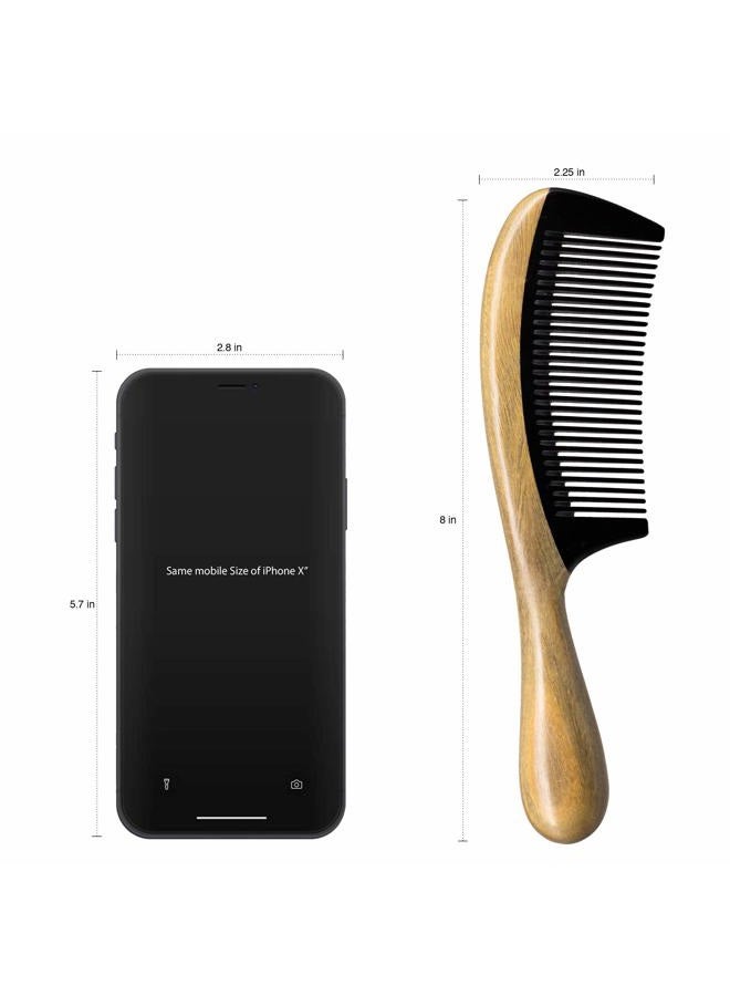 OneDor Handmade Buffalo Horn and Sandalwood Hair Combs - Anti-Static Natural Scent Wooden Detangler (Fine Tooth) - Image 4