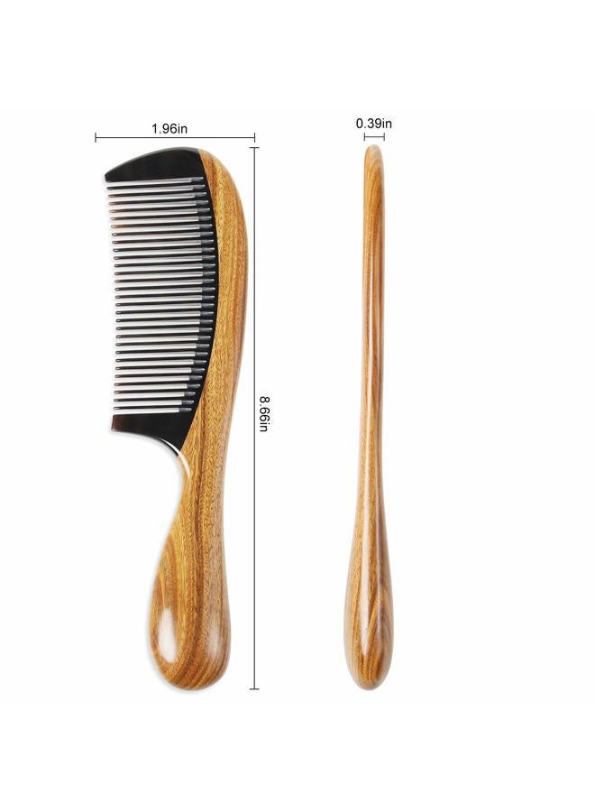 OneDor Handmade Buffalo Horn and Sandalwood Hair Combs - Anti-Static Natural Scent Wooden Detangler (Fine Tooth) - Image 3