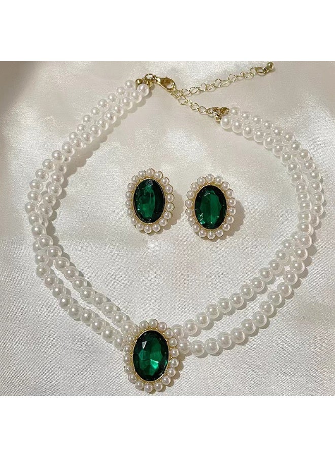 NIBEMINENT European and American Courtyard Style Necklace and Earring Set