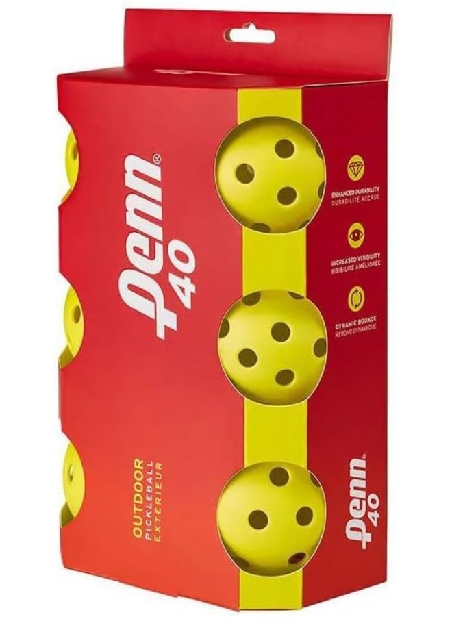 PENN Penn 40 Outdoor Pickleball Balls - 6-Pack - Softer Feel for Recreational & Club Play - USAPA Approved  - Image 1