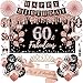 Uiorgui 60th Birthday Decorations for Women 33pcs Black Rose Gold Happy 60th Birthday Banner Crown and Sash Balloons Backdrop Hanging Swirls Paper Fans 60 Years Old Party Supplies Kit - Image 3